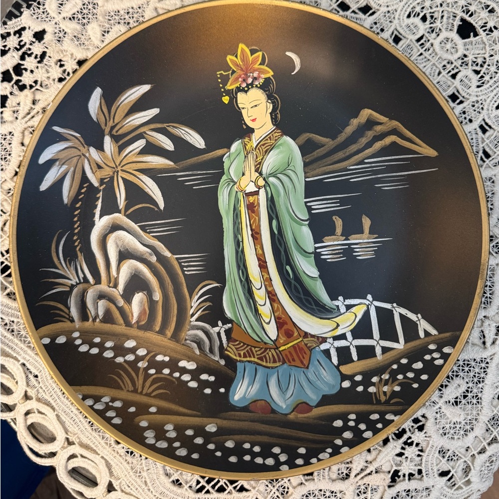 Vintage Oriental Hand-painted Plate